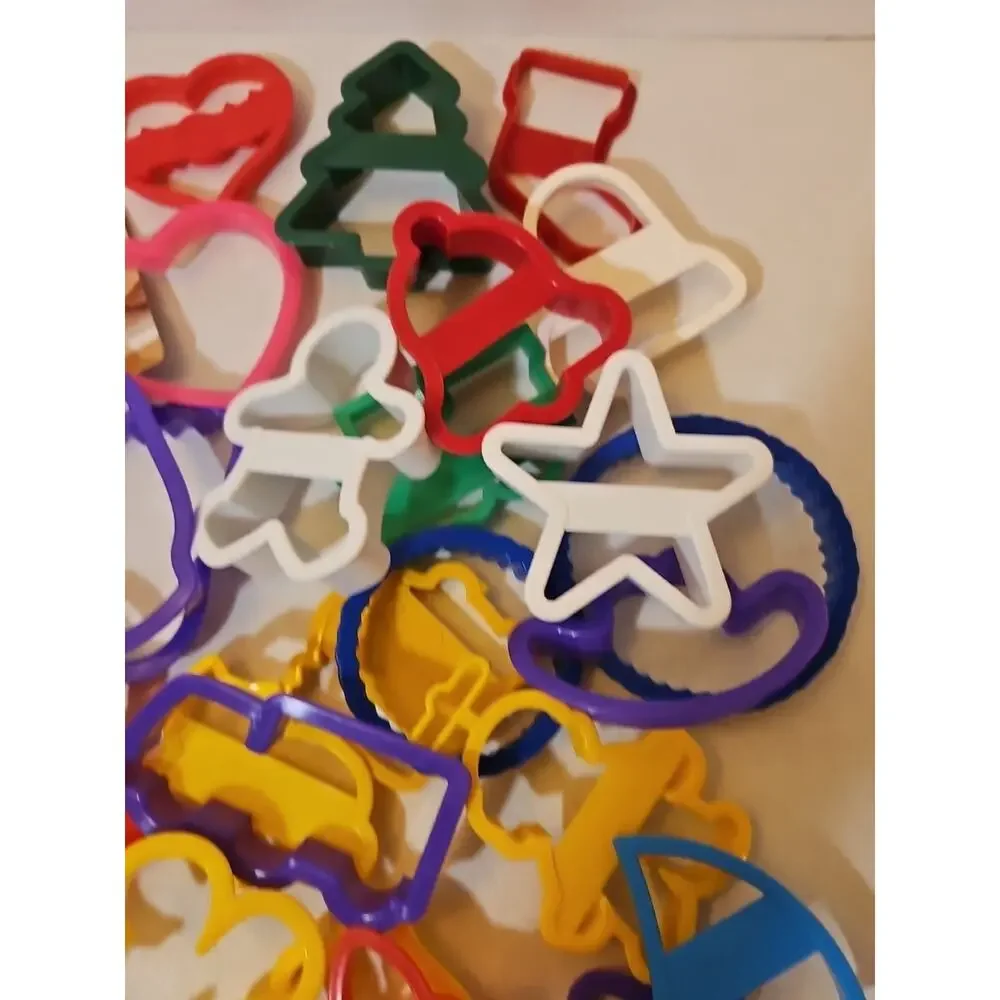 Assorted Lot Of Plastic Cookie Cutters fun shapes for baking & crafts